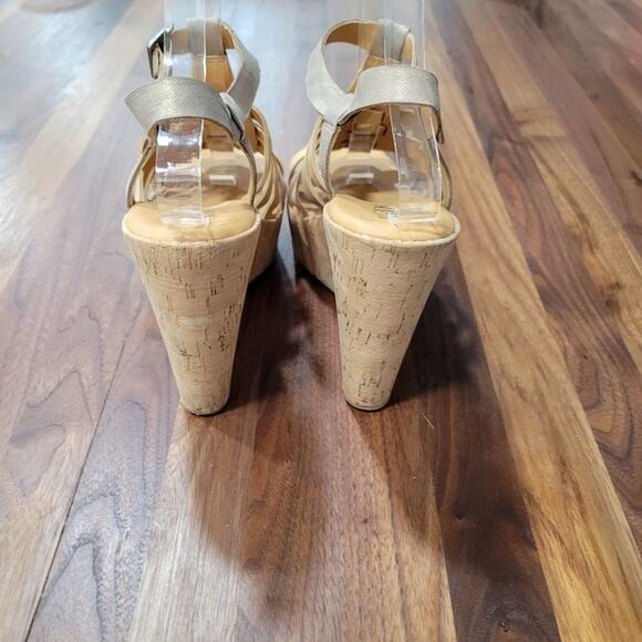 Korks by Kork Ease Poppy Wedge Leather Sandal, Metallic Size 10 - Picture 6 of 12